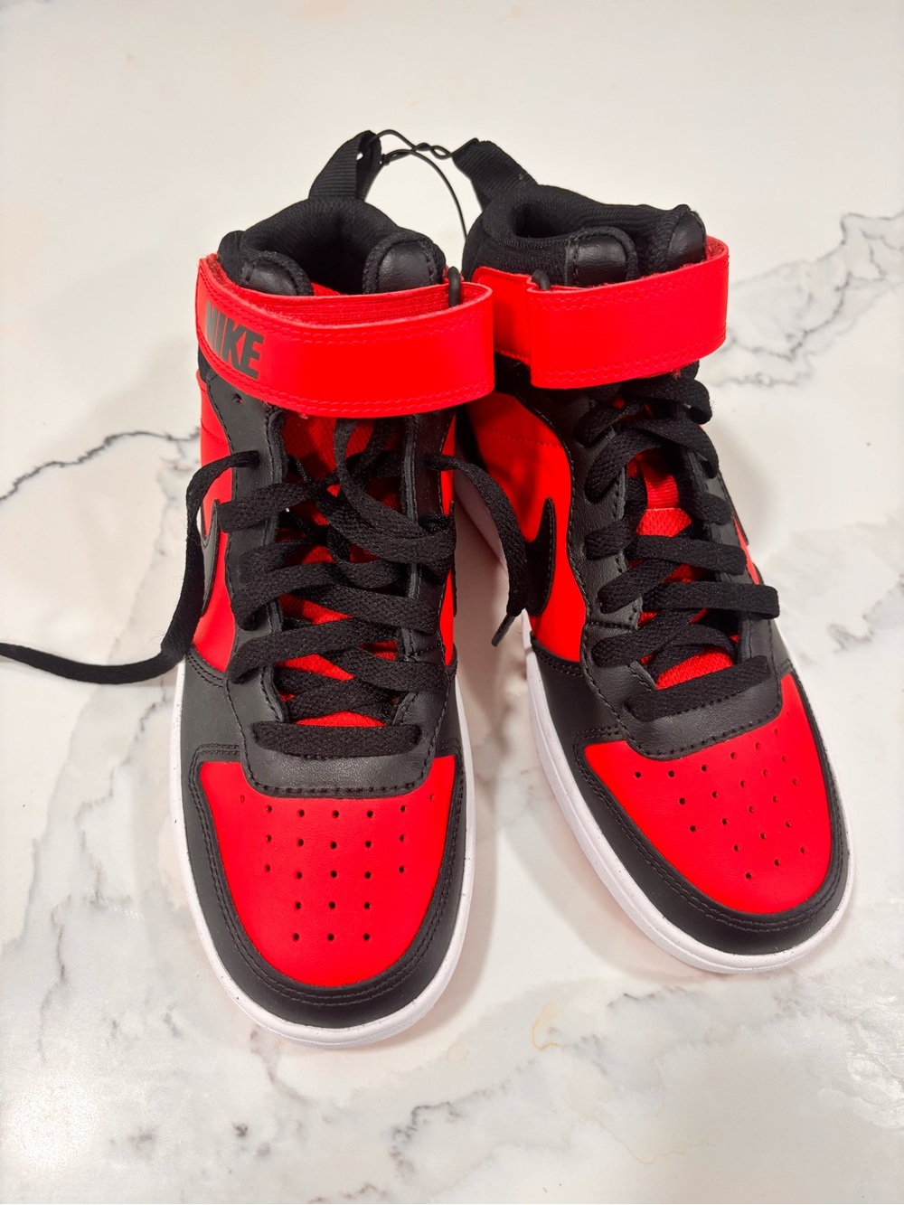 Nike Kids High-Top Sneakers in Red and Black